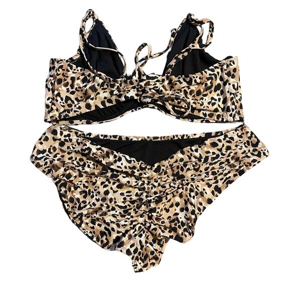 Time and Tru 1X Bottom 2X Top Leopard Print Bikini Plus Size Underwire - Picture 2 of 6